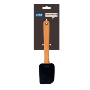 Espátula Reta Silicone E Bamboo Preta - Mor