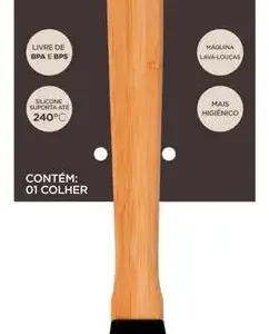 Colher De Silicone E Bamboo Preto - Mor